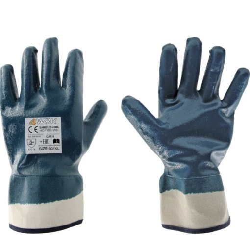 Manusi de lucru 4WRK SHIELD+OILXL XKS6066 bumbac/nitril rezistent la ulei CAT.II XL