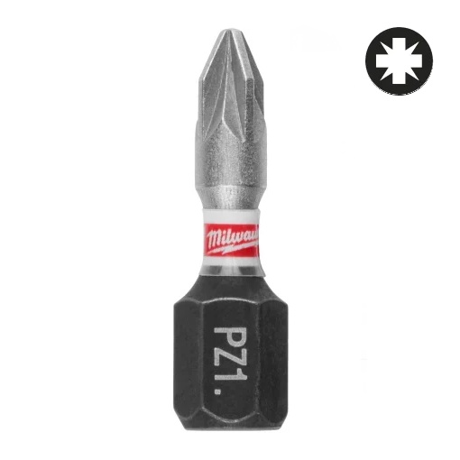 Set 3 biti de impact Milwaukee Shockwave Impact Duty™, PZ1x25mm