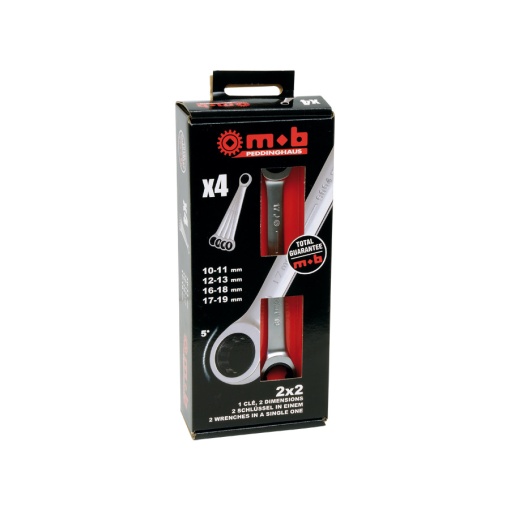 Set 4 chei cu dublu clichet 2×2 in DISPLAYBOX MOB 10-19 mm