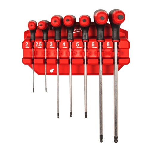 Set 7 chei cu mâner MILWAUKEE în T, Hex cu suport 2-8 mm