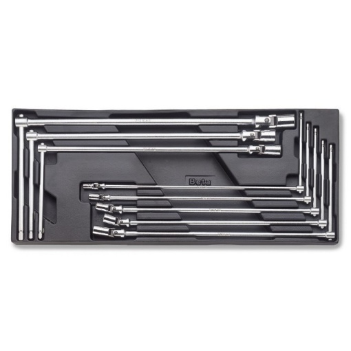 Set 8 tubulare articulate cu maner culisant in suport termoformatat T63 Beta 7-19 mm