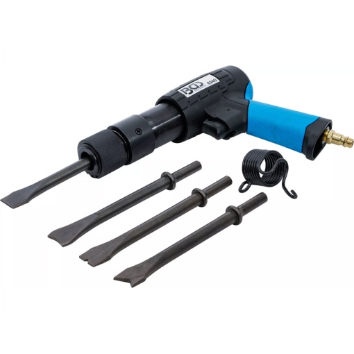 Set ciocan cu impact pneumatic profesional BGS pentru daltuire, cu mandrina rapida cu adaptor si 4 dalti, 10 mm,