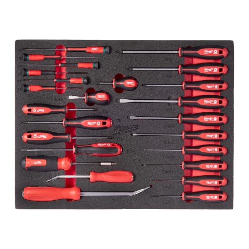 Set insertie spuma Milwaukee cu surubelnite si leviere, 8buc