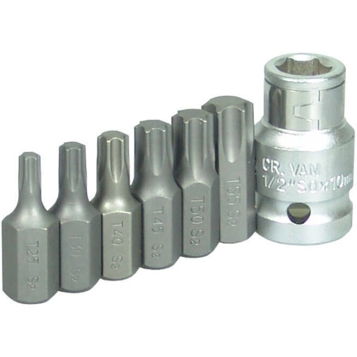 Set varfuri torx 6 piese + adaptor 1/2" T25-T55