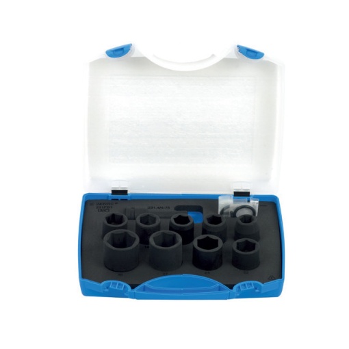 Trusa 12 piese Unior capete chei tubulare de impact 1/2" in cutie de plastic 15-30mm