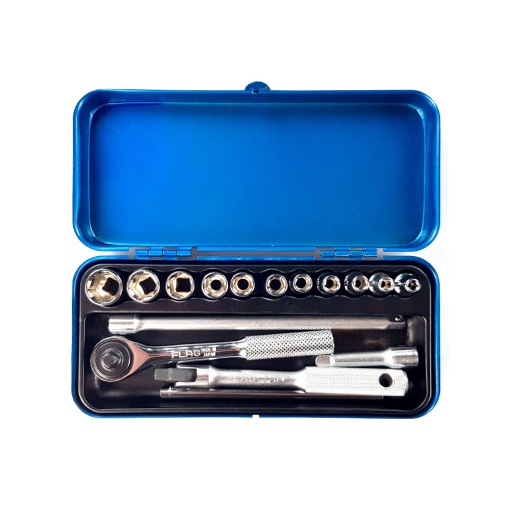 Trusa chei tubulare cu clicket Engineer TWS-02, metric, cutie metalica, chei tubulare 4, 13, accesorii, 16 piese, fabricata in Japonia