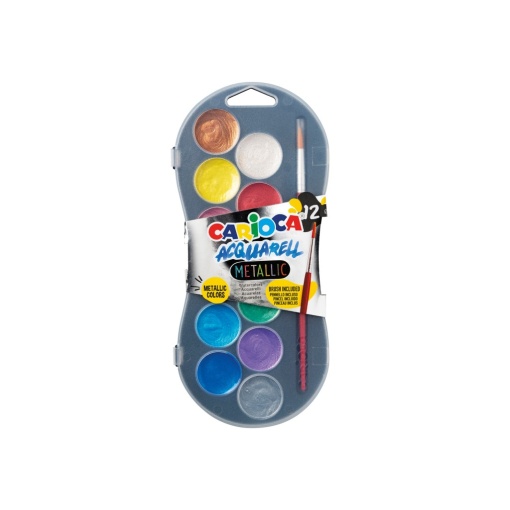 Acuarele Carioca Mettalic 12 cul/set + pensulă