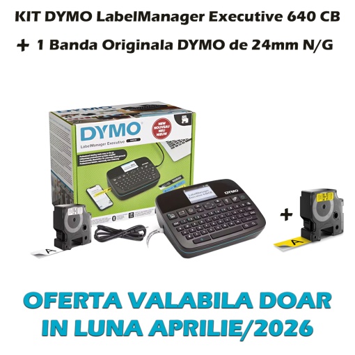 Aparat etichetat DYMO LabelManager Executive 640 CB AZERTY bluetooth casete standard D1 si Durable acumulator Li-Ion