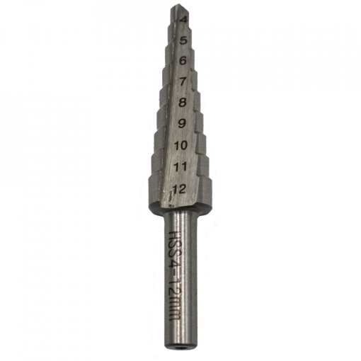 Burghiu în trepte, canale drepte, HSS 4-12MM, 9 trepte