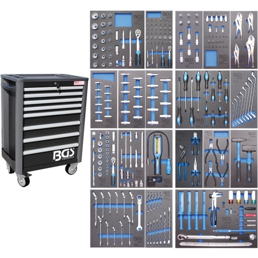 Carucior pentru scule "Pro Exclusive", 8 sertare, cu 259 scule