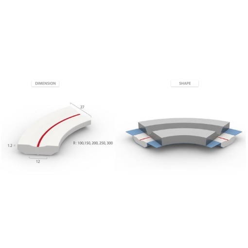 CBM 8067 (R100) - Suport ceramic cu raza, sudura - 12X27XR100 mm
