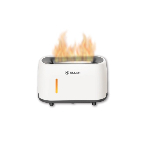 Difuzor aromaterapie Flame Tellur, 240ml, 12 ore, telecomandă, alb