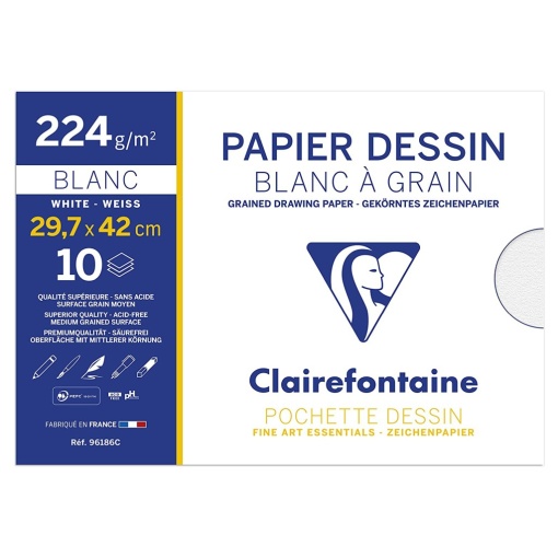 Hârtie desen A3 224 g/mp 10 coli/plic Clairefontaine