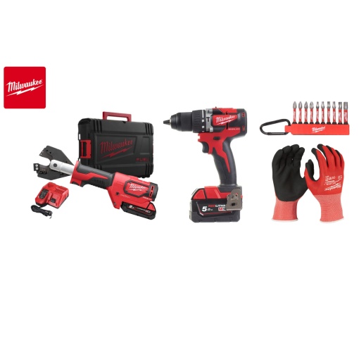 Kit Taietor hidraulic, ∅ 22.5 mm, ONEHCC-201C ACSR SET, 18V + Masina de gaurit 18V, 2 baterii, incarcator, geanta, accesorii