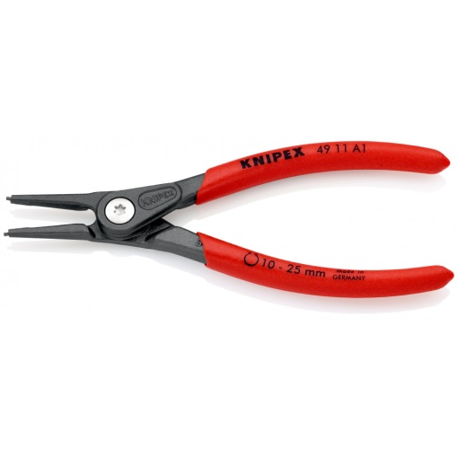 KNIPEX 49 11 A1 clește de precizie pentru inele de siguranță pentru inele exterioare pe axuri acoperit cu material plastic aderent bonderizat în culoarea gri 140 mm