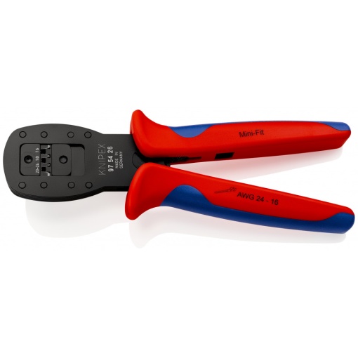 KNIPEX 97 54 26 Clește de sertizare pentru fișe miniaturale Sertizare paralelă Pentru sertizarea de fişe din seria Mini-Fit® de la Molex LLC cu manşoane multicomponent brunat 190 mm