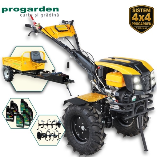 Motocultor ProGARDEN Pachet Campo 1873 Alpine V2 18CP + RM500T Remorca + 6L Ulei