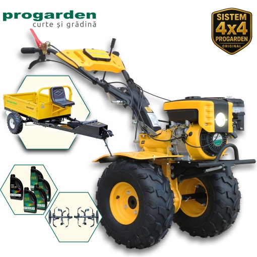 Motocultor ProGARDEN Pachet Campo 873 Alpine 7CP + Remorca RM500T + 5L Ulei