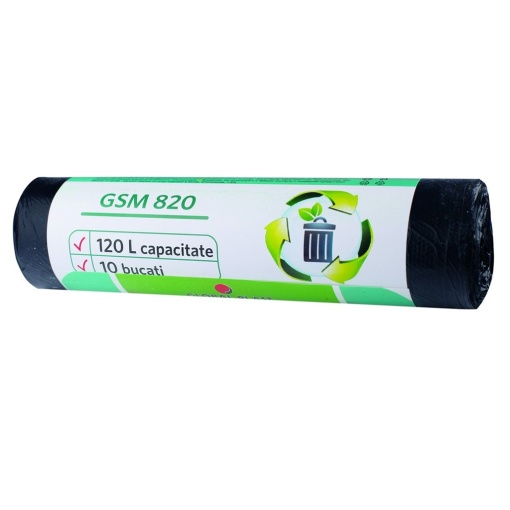 Saci menajeri 120 L 10 buc/rolă negru