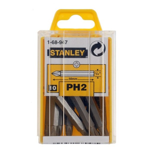 Set 10 biti Stanley 1-68-947, 50 mm, 1/4", PH2, fixare C6.3