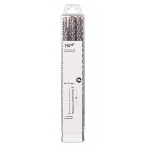 Set 10 Burghie SDS-Plus MILWAUKEE Contractor 4C 8x210 mm