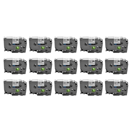 Set 15 Etichete compatible Brother TZe-231 12mm x 8m negru alb caseta gri