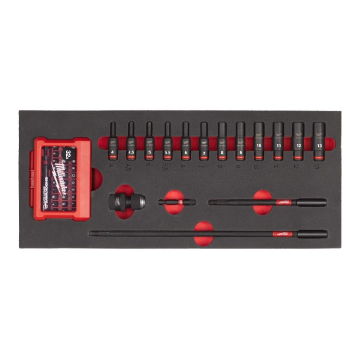 Set 17 chei tubulare lungi, insertie spuma MILWAUKEE 1/4"