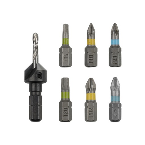 Set 7 piese Wolfcraft zencuire insurubare FlipBit, Hex 1/4"