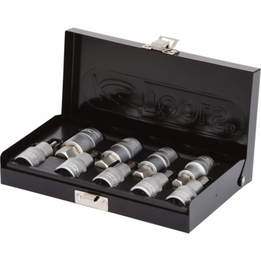 Set capete de clichet hexagonale, KS TOOLS, actionare 1/2", 9 piese, 4-17 MM