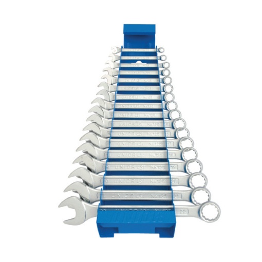 Set de 17 chei combinate Unior scurte cu suport metalic 6 - 22 mm