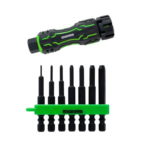 Set Maner Extractor suruburi uzate cu biti extractori pentru lucrul in spatii inguste sau adanci Engineer DZ-84