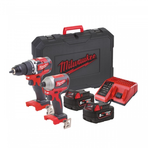 Set scule compacte cu motor fără perii cu acumulatori M18™ Milwaukee M18 CBLPP2B-502C