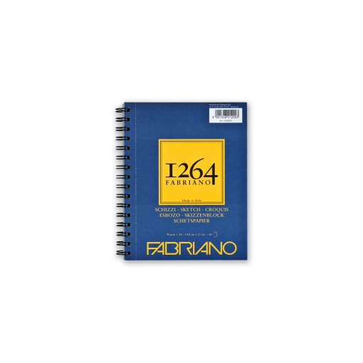 Bloc desen 1264 Schizzi, A5, 90gr, 60 file, cu spirală pe lungime Fabriano