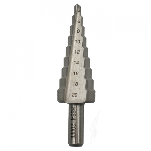 Burghiu în trepte, canale drepte, HSS 4-20MM, 9 trepte