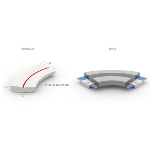 CBM 8067 (R150) - Suport ceramic cu raza, sudura - 12X27XR150 mm