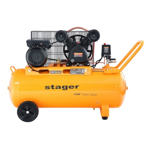 Compresor aer Stager Air 32C100 100L, 10bar, 324L/min, monofazat, angrenare curea