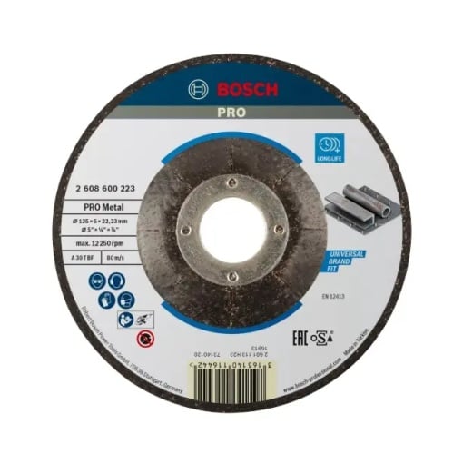 Disc de degrosare din material compozit Bosch PRO Metal 125 x 6 x 22,23 mm
