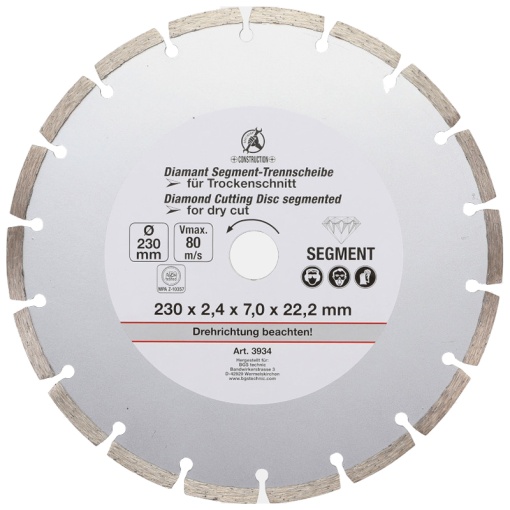 Disc diamantat BGS pentru materiale de santier, 230x22.2 mm