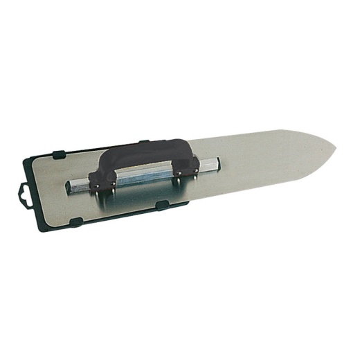 Gletiera din otel, model flamand, cu montura de aluminiu, varf tip focos, maner PVC inchis - 600×120