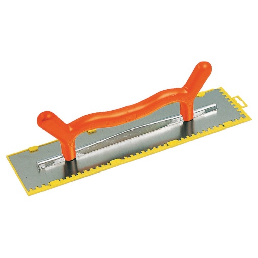Gletiera INOX cu montura de aluminiu, maner doua maini 2M, lama dintata - 500×120 (8)