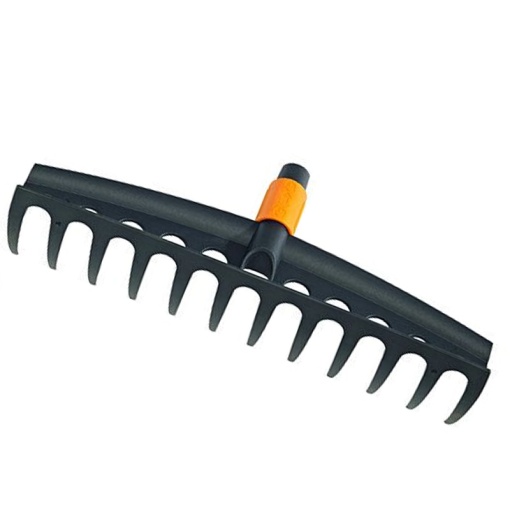 Grebla universala pentru iarba, 12 dinti, otel carbon, fara coada, Fiskars tip QuickFit™ 410 mm