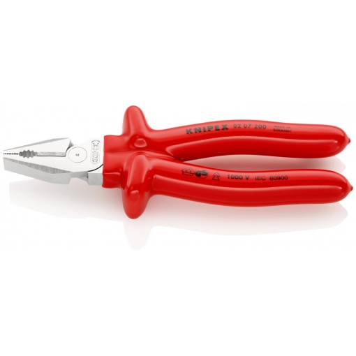 KNIPEX 02 07 200 Patenti Combi cu parghie mare izolat prin imersie, testat de VDE cromat 200 mm