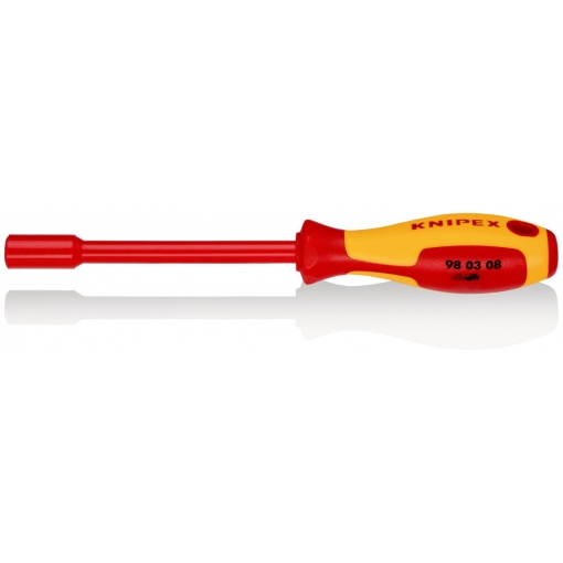 KNIPEX 98 03 08 Cheie tubulară cu mâner tip șurubelniță mâner izolator multicomponent, testat de VDE brunat 237 mm