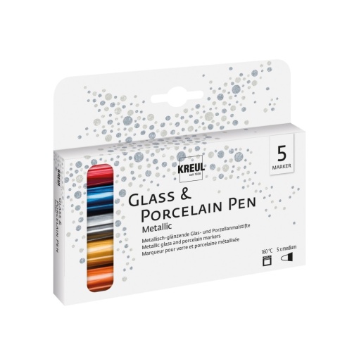 KREUL Glass & Porcelain Pen Metallic medium 5/set