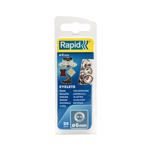 Ocheti Rapid diametru 6.0mm, otel finisat argintiu, include sistem de fixare, 25 buc set 5000410