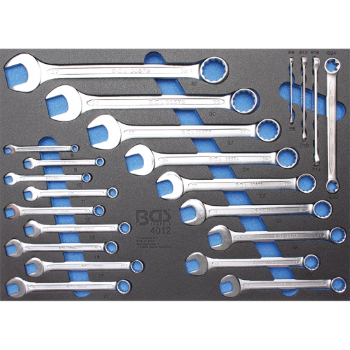 Organizator pentru carucior BGS, 22 chei combinate si inelare, 3/3 sertar