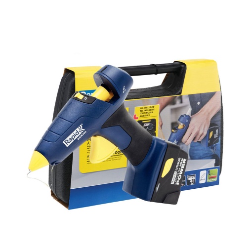 Pistol de lipit Rapid BGX300 cu acumulator Kit cu servieta, batoane silicon 12mm, 30W, debit 250 g ora, acumulator Li-Ion inclus 40303073