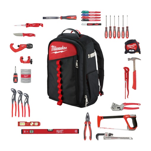 Set 38 scule de mână instalatori Milwaukee în rucsac îngust