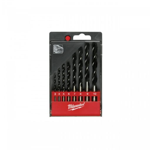 Set 8 burghie lemn 3-10mm Milwaukee [ ⌀ 3 / 4 / 5 / 6 / 7 / 8 / 9 / 10 mm ]