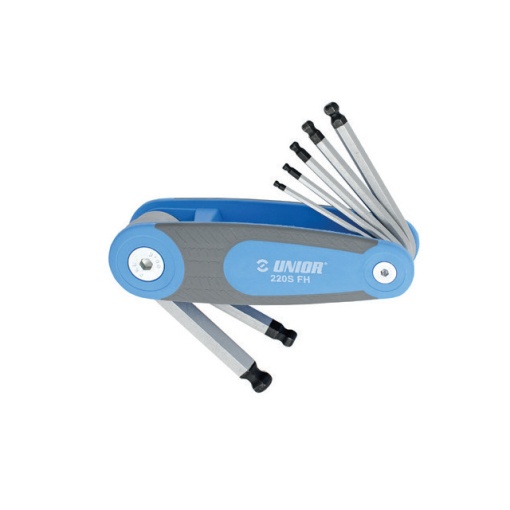 Set de 7 chei locas hexagonal cu cap sferic cu maner tip briceag Unior 2,5-10 mm